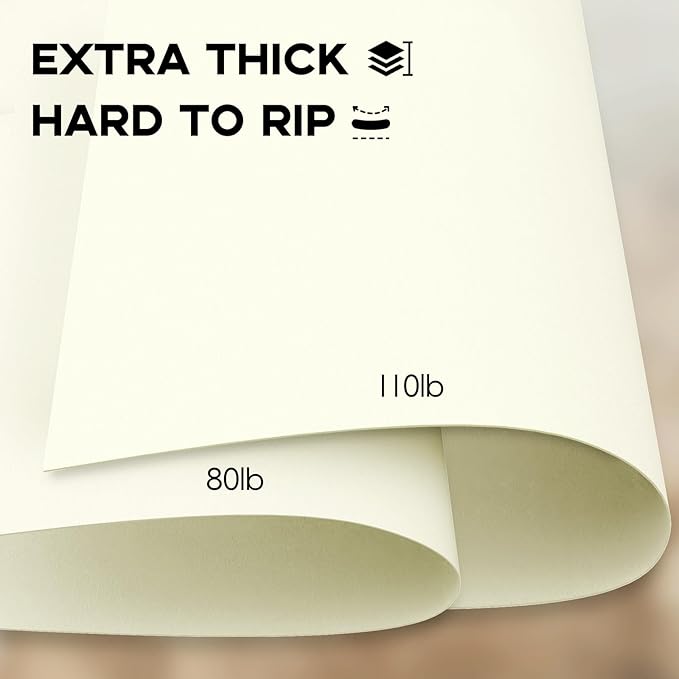 110lb Cream Cardstock, Goefun 100 Sheets Ivory Cardstock Paper 300 GSM Thick Paper for Printing, Invitations, Menus, Poster, DIY Card