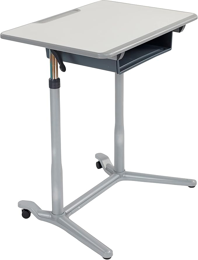 ECR4Kids 3S Mobile Desk, Sit Stand and Store, Adjustable, Open Front Desk