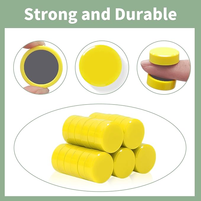Fridge Magnets, 40PCS Yellow Small Strong Refrigerator Magnets, Cute Round Heavy Duty Magnets, Decorative Mini Magnet for Whiteboard, Fridge, Locker, Map, Classroom, School, Office, Kitchen
