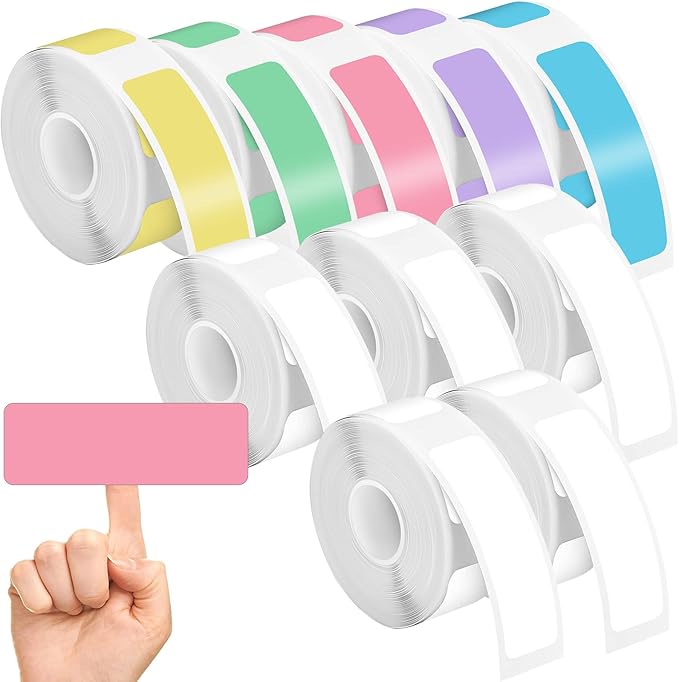 D30 Labels, DKALIO 1600 PCS Label Tapes, Thermal Label Printer Paper Replacement, Waterproof Oil Proof Lable Tape Refills for Shop Office Home, Colorful 160 Pcs/roll (12 x 40 mm)