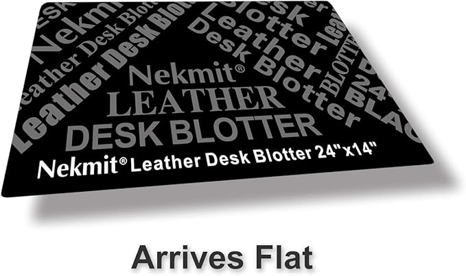 Nekmit Leather Desk Blotter Pad 24 x 14 Inches, Flat, Non-Slip, Waterproof, Black