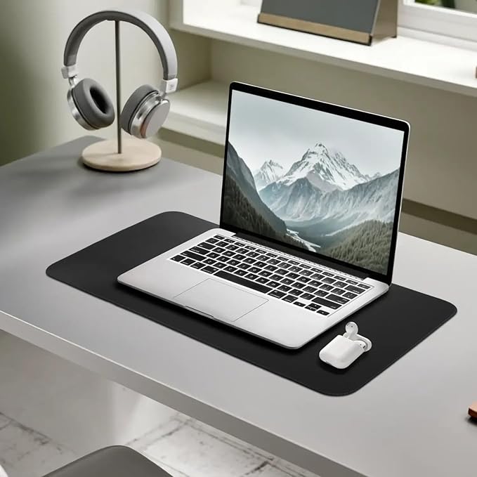 Leather Desk Pad – Premium Leather Desk Mat for Office and Home, Elegant Desk Mat and Writing Pad Maruse - Black