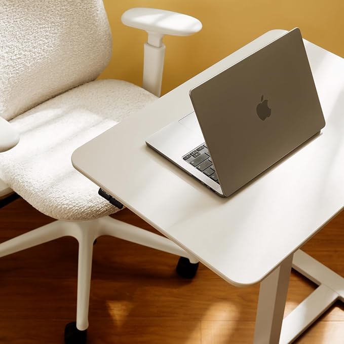TopJob ANYDESK FOLD Mobile Standing Desk, Portable with Lockable Wheels, Foldable Stand Desk, Rolling Computer Workstations, Used for Home, Couch Side Table, Bedside Table in Bed Room Kitchen