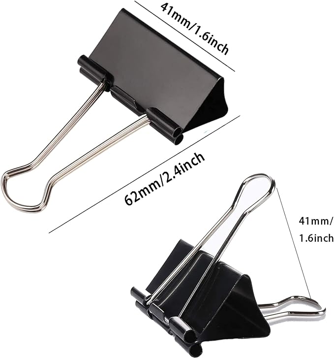 Medium Binder Clips 1.6 Inch (60 Pack), Large Binder Clips Medium Paper Clamps for Office and Home Supplies, Black