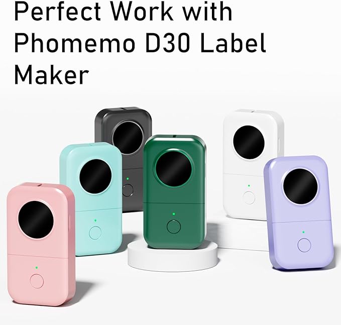 Phomemo D30 Label Tapes for School Classroom Item Name Tag Stickers, Black on Mermaid Color Sticker Thermal Paper Self-Adhesive Label Maker Tape, 12 x 40mm (3/8" x 11/2") 160 Tapes/Roll, 3-Roll