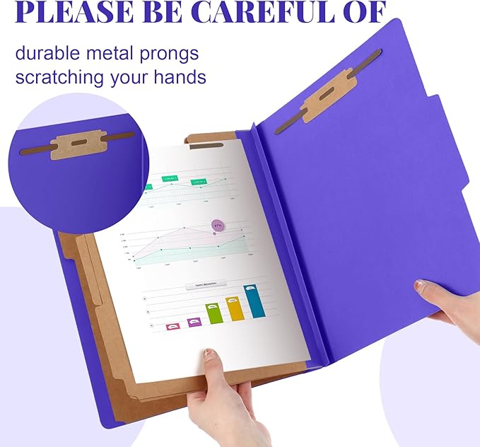 72 Pcs Classification Folders Letter Size, 3 Divider Pressboard File Folder with Fasteners, Expanding File Organizer Bulk for Teachers, Clergy, Office, Church, Christmas Donations (Purple)