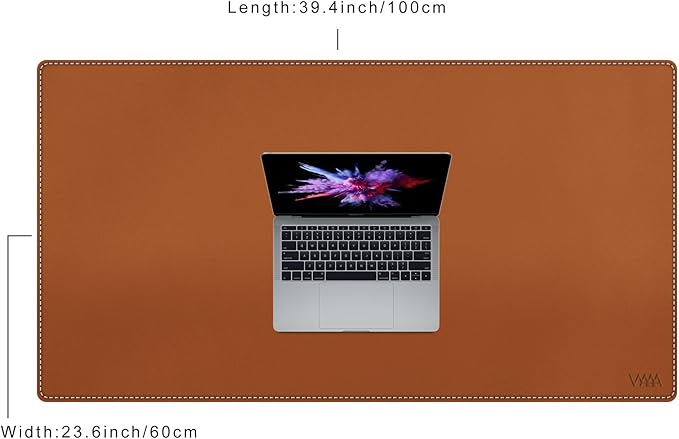 Vyaaa Leather Desk Pad, 40“ x 24” XXL Large Desk Mat, Large Mouse Pad on Top of Desks for Computer, Gaming, Home or Office (Brown)