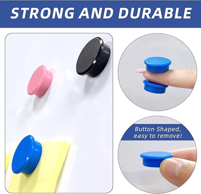 DARUITE Fridge Magnets - Strong Mini Cute Magnets for Fridge, Locker, Whiteboard, Kitchen, Office (50Pcs-10 Colors)