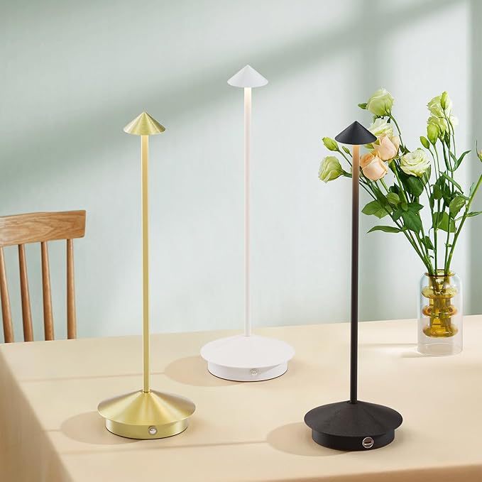 2-Pack 6000mAh Rechargeable Led Table Lamp Cordless,3000K-6000K Stepless Dimming Touch Lamps with Memory Function,IP54 Waterproof Aluminum Table Light for Outdoor/Bars/Restaurant/Patio(Black)