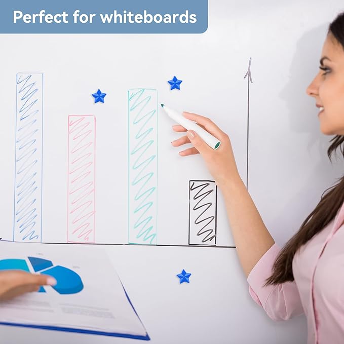 ZDZBLX 30 Pack Blue Fridge Magnets, Strong Refrigerator Magnets, Small Heavy Duty Magnets for Whiteboard, Cute Decorative Star Mini Magnet for Fridge, Office, Kitchen, Classroom, Home, Locker, Craft