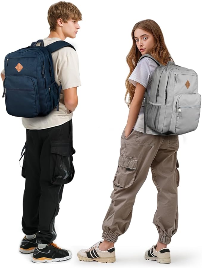 ZORFIN 26L Backpack for School, College, and Travel: Water Resistant Bookbag with 8 Compartments - Steel blue