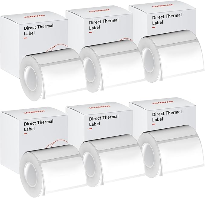 White Label Paper - 6 Rolls, 50x30mm, Compatible for NIIMBOT B1, B21, B3S, Waterproof, Self-Adhesive, Office & Home Labeling Tape Replacement