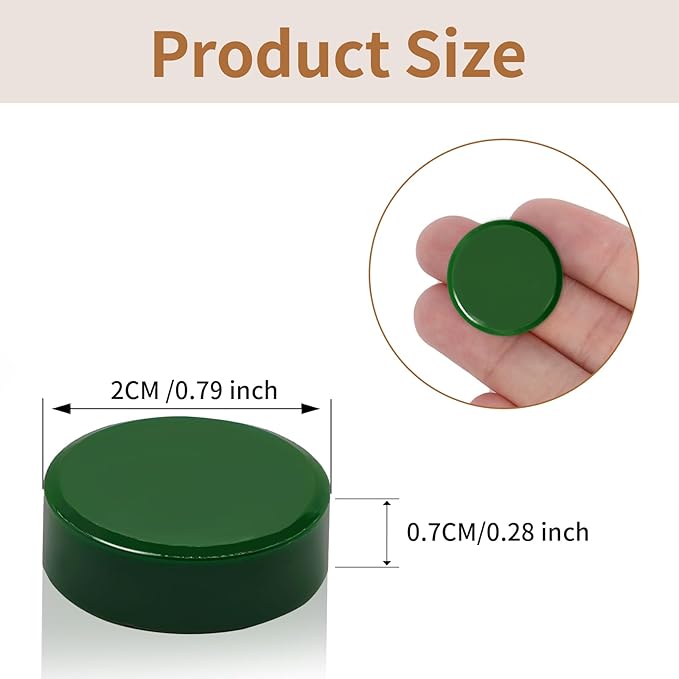 Fridge Magnets, 10Pcs Strong Small Magnets, Decorative Heavy Duty Refrigerator Magnets, Round Mini Cute Magnet for Whiteboard, Fridge, Locker, Classroom, Kitchen, Office, Dark Green