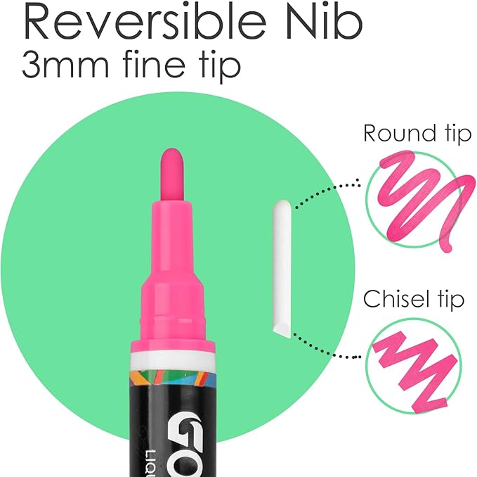 GOTIDEAL Liquid Chalk Markers, Fine Tip 8 Colors Washable Window Chalkboard Glass Pens, Paint and Drawing for Car, Blackboard, & Bistro,Kids and Adults, Non-Toxic,Wet Erase - Reversible Tip