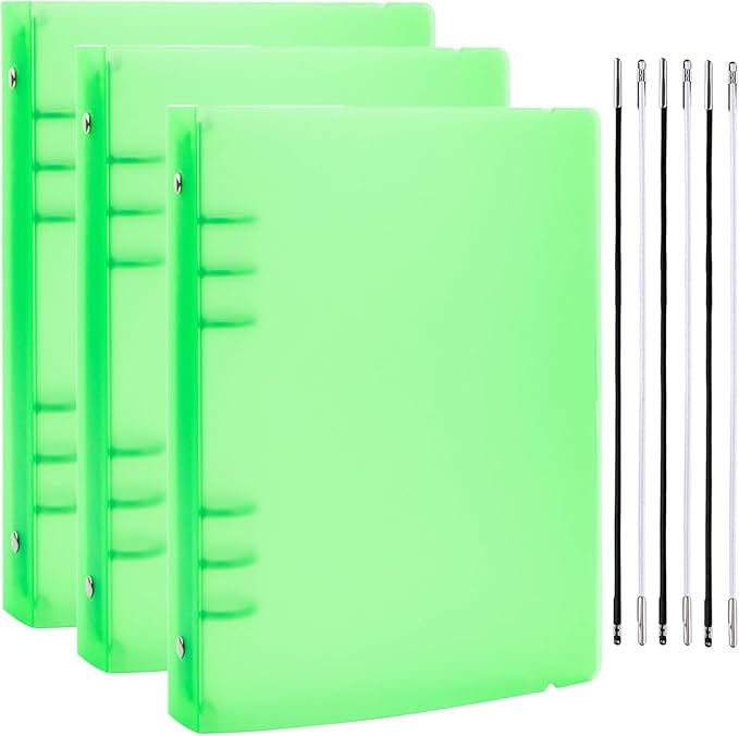 BAOFALI 3Pcs/Set A5 6 Ring Binder Cover Clean Transparent Soft PVC for Refillable Notebook Shell withMatte surfaceforStamp & Die Storage (Green)