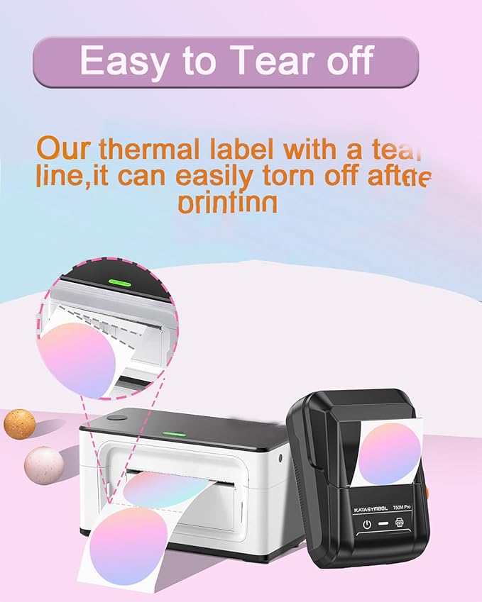 1.18×1.18 Round Thermal Labels for T50M/M110/M108/M220/M260 Label Makers, Self-Adhesive Stickers Thermal Printer Labels for DIY Logo Design, Thanks Card, 200PCS/Roll 30mmx 30mm, White