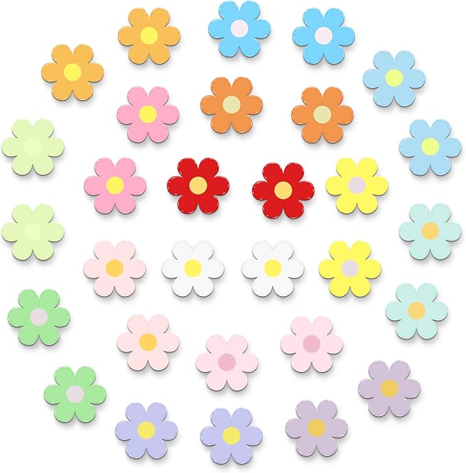 MORCART 30PCS Fridge Magnets, Flower Refrigerator Magnets Decoration for Locker Whiteboard Decorative Magnetic Board Cabinets Classroom Office Cubicle School Cute