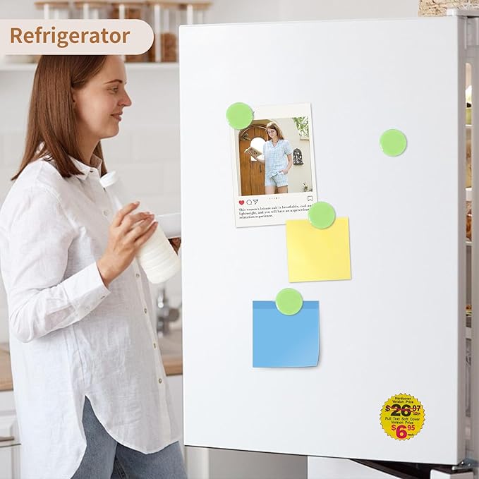 Fridge Magnets, 10Pcs Strong Small Magnets, Decorative Heavy Duty Refrigerator Magnets, Round Mini Cute Magnet for Whiteboard, Fridge, Locker, Classroom, Kitchen, Office, Pastel Green