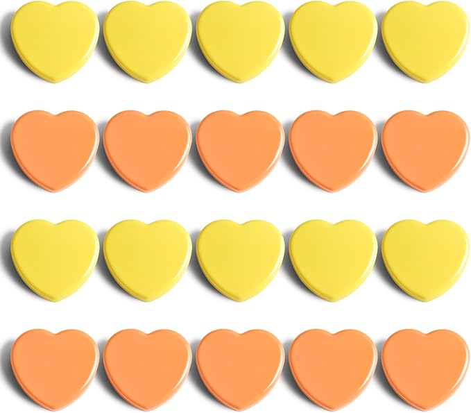 ZDZBLX Fridge Magnets - 20PCS Heart Strong Refrigerator Magnets - Heavy Duty Small Magnets for Whiteboard, Locker, Office & School - Cute Decorative Magnet for Home Kitchen Crafts Map (Orange+Yellow)