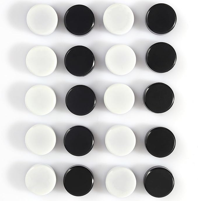 20PCS Fridge Magnets - Small Strong Refrigerator Magnets, Heavy Duty Magnets for Whiteboard, Decorative Cute Mini Round Magnet for Office Kitchen School Classroom Locker Crafts (Black+White)