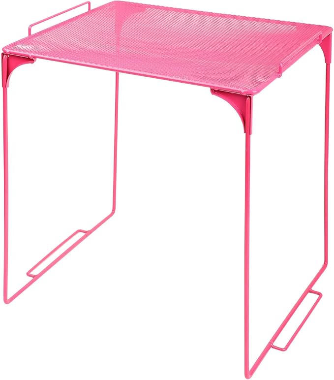 Locker Organizer Shelf Stackable Extra Locker Shelf for School Locker Organizer Storage Cabinet Accessories Suitable for School, Office, and Home use (1, Pink)