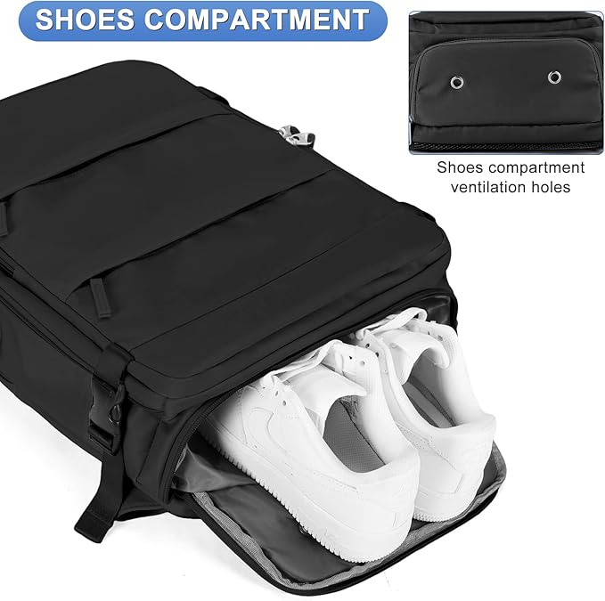 Large Travel Backpack For Women Men Airline Approved Carry On Backpack Flight Approved Waterproof Sports Luggage Backpack Casual Daypack Small Hiking Backpack Black Backpack