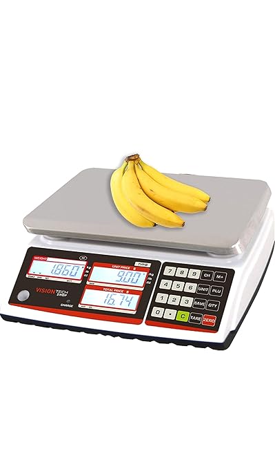 VisionTechShop TVP-30B Price Computing Scale, Lb/Oz/Kg Switchable, 30lb Capacity, 0.005lb Readability, NTEP Legal for Trade, NSF Certified, LP-50 Thermal Label Printer, 1 Case of Labels LST8060