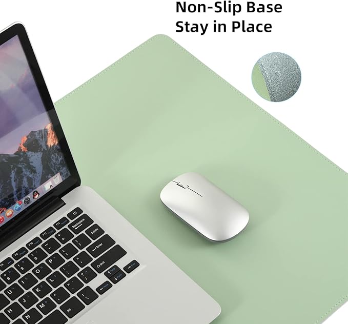PU Leather Desk Pad,36x17 in Large Computer Desk Mat,Waterproof Non-Slip Desk Blotter Protector,Light Green Big Keyboard Mouse Pad