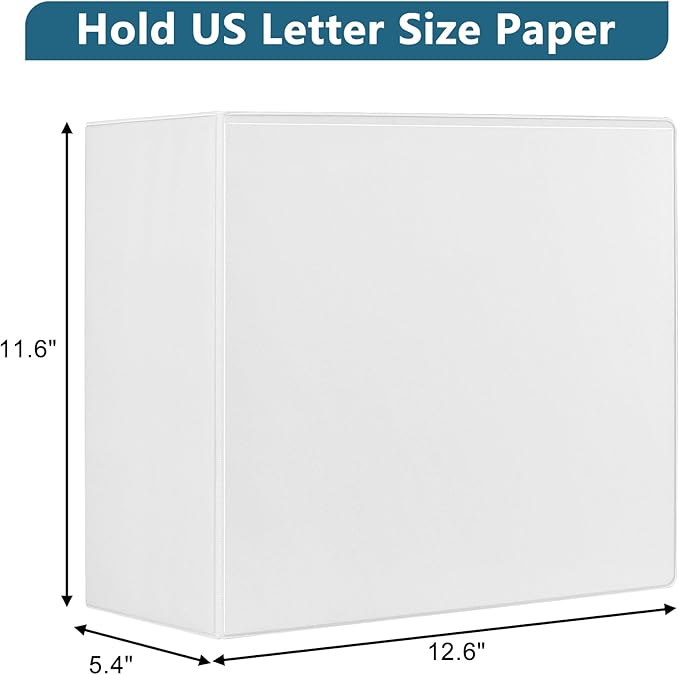 5-Inch 3 Ring Binder, Standard 5" Slant-D Ring Binder Fit Letter Size Paper, Presentation View Binders, White, 2-Pack