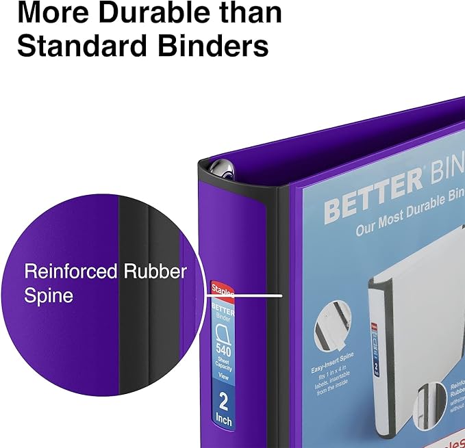 Staples Better Binder, 2-Inch, Purple