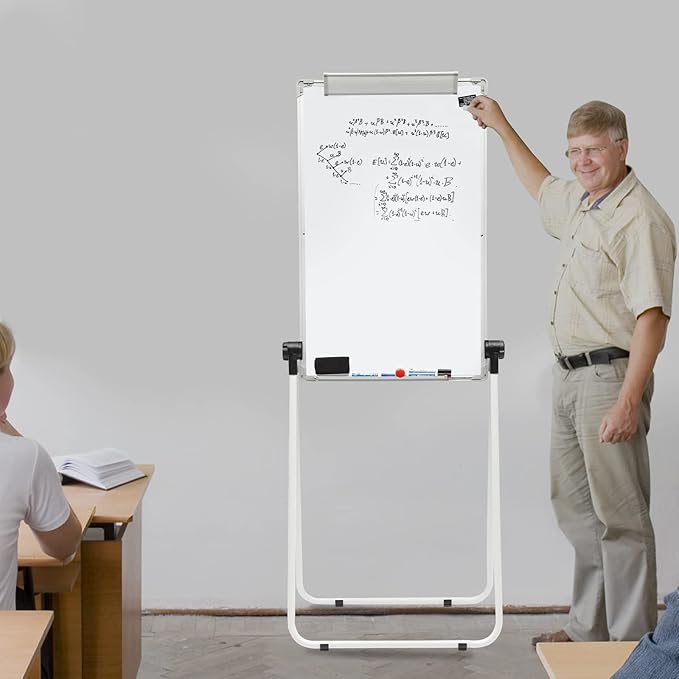 Rolling WhiteBoard with Stand, Double Sided Magnetic Dry Erase Boards Height Adjustable, Portable Standing White Board for Home School Office Classroom Restaurant(36"×24")
