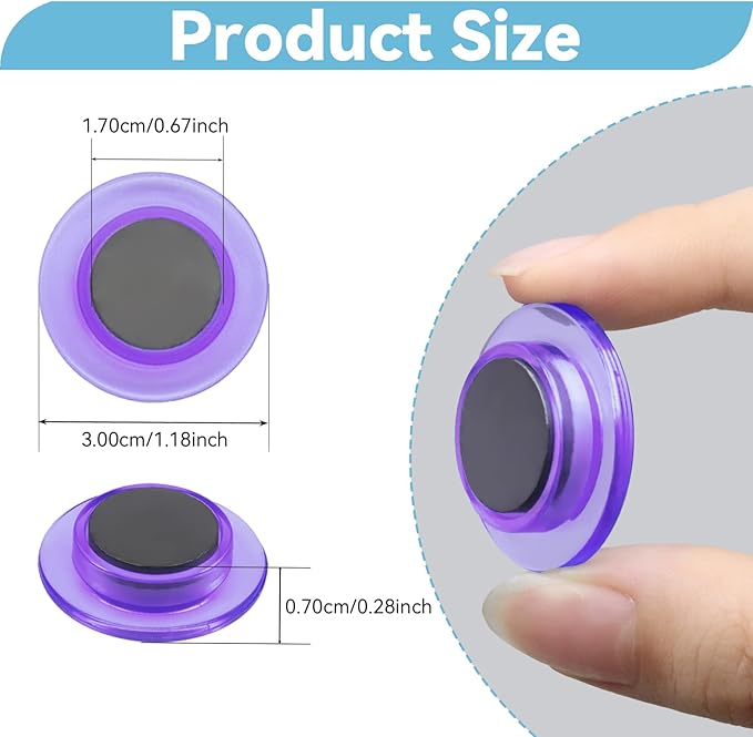 ZDZBLX Fridge Magnets 28 Pack, Strong Refrigerator Magnets Small Heavy Duty Mini Magnet, Cute Round Magnets for Whiteboard Fridge Locker Classroom Office Use, Decorative Purple Magnet for Home, School