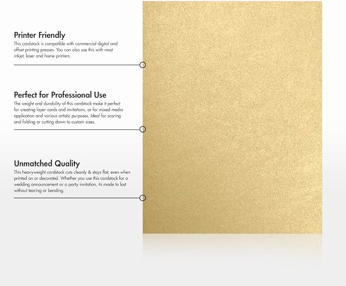 LUXPaper 8.5" x 11" Cardstock | Letter Size | Blonde Metallic | 107lb. Cover | 50 Qty