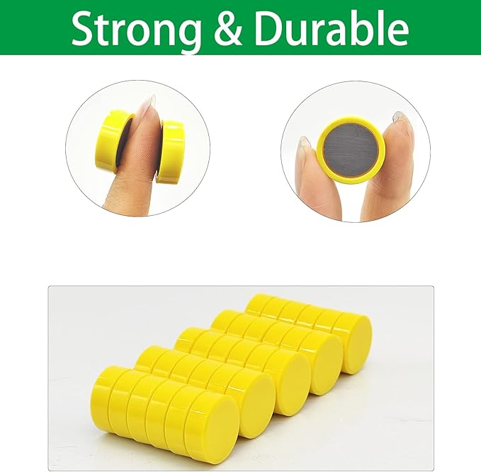ZDZBLX 30 Pack Strong Fridge Magnets, Heavy Duty Round Refrigerator Magnets, Small Whiteboard Magnets for Fridge, Locker, Crafts, Kitchen, Office, Classroom, Mini Cute Magnet for Home School (Yellow)