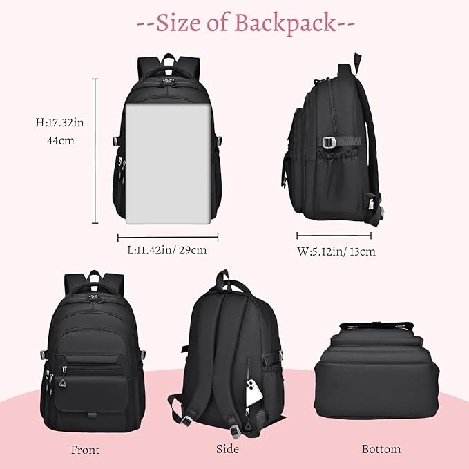 Backpack for Girls Teens, Solid-Color School Backpack for Boys Kids, Aesthetic Bookbag for Middle & High School Travel Daypack,Beige