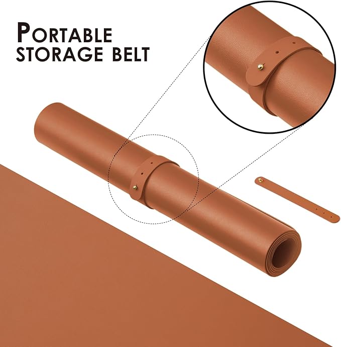 Large Desk Mat - 47.2"x 17" Non-Slip PU Desk Pad for Office and Home - Ideal for Large Mouse Pad and Desk Mats on Top of Desks(Brown)