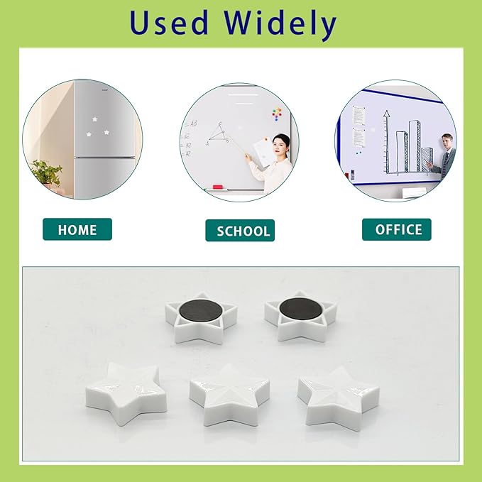 Fridge Magnets - 30 Pcs Refrigerator Magnets Strong Small Whiteboard Magnet, Heavy Duty Mini Magnets for Kitchen, Locker, Office, Classroom & Office Use - Decorative Cute Magnet (Star, White)