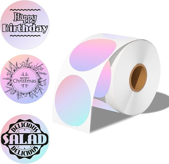 2 inch Round Thermal Labels, Direct Thermal Stickers use for Barcode, Shipping, Customized, Circle Direct Thermal Printer Labels 500 PCS/Roll, Pink