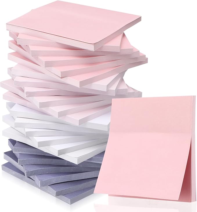 Fainne 24 Pack Sticky Notes Bulk Back to School Supplies Self Stick Note Pads Paper Memo for Office First Day of School Student Teacher Essentials (3x3inch,Simple Color)