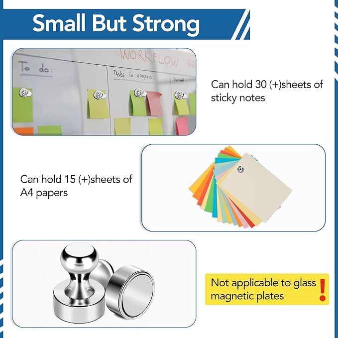 LOVIMAG Refrigerator Magnets, 28Pcs Strong Fridge Magnets for Refrigerator, Small Neodymium Magnet for Whiteboard, Metal Push Pin Magnet for Kitchen, Office, School, Locker, Map Decorative