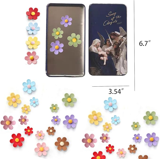 3D Flower Fridge Magnets Cute Flower Magnets for Fridge Whiteboard Office Locker Colorful Kitchen Decor Post Outdoor Publicity Posters 16PCS (8Large+8 Medium) 8 Colors