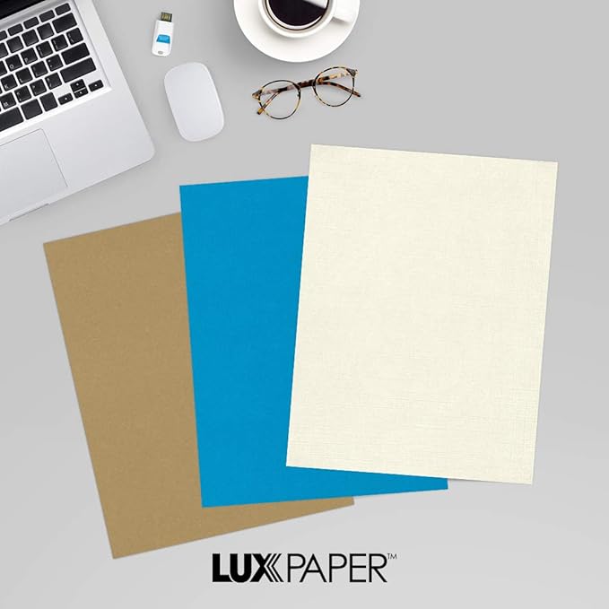 LUXPaper 8.5" x 11" Classic Linen Paper | Letter Size | Natural White | 70lb. Text | 500 Qty