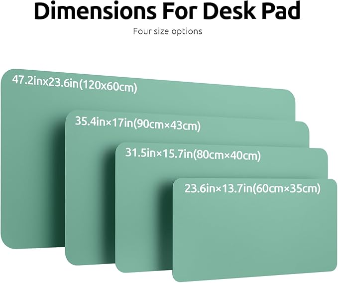 YSAGi Leather Desk Protector, Office Mat, Large Mouse Mat, Non-Slip PU Leather Blotter, Laptop Desk Mat, Waterproof Writing Pad for Office and Home (Green-Blue, 31.5" x 15.8")