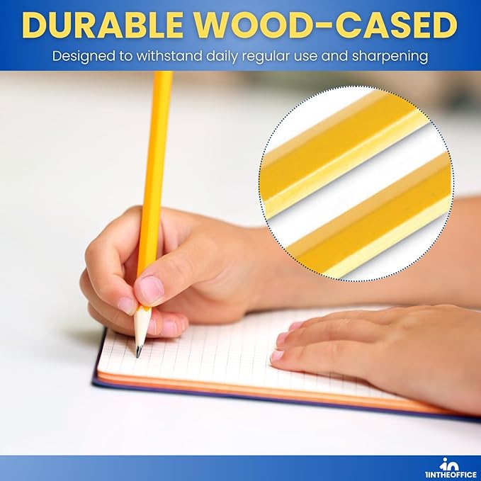 1InTheOffice Pre Sharpened Pencils #2, Pencils with Eraser, 2 HB, Wood-Cased, Black Lead, Yellow Barrel (48)
