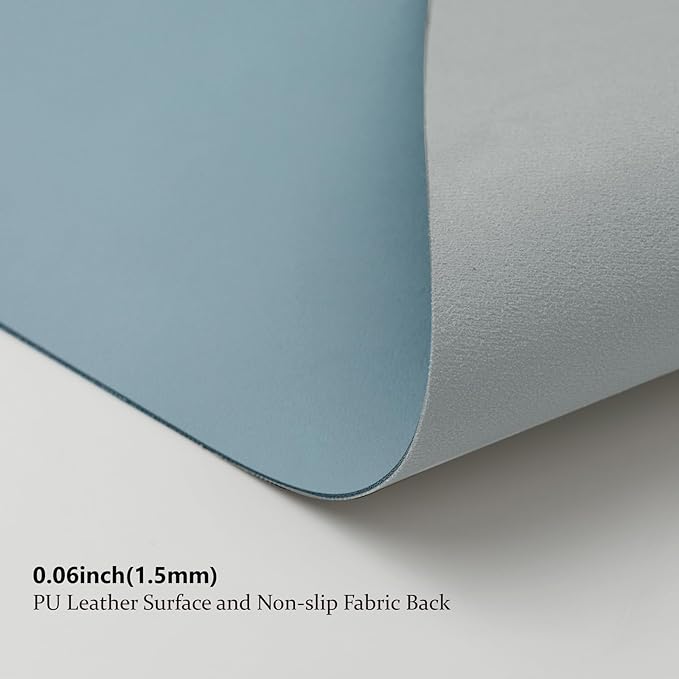 Leather Desk Mat - Non-Slip PU Desk Pad for Office and Home - Desk Organization and Accessories - Ideal for Large Mouse Pad and Desk Mats on Top of Desks (Light Blue,31.5"x 15.7")
