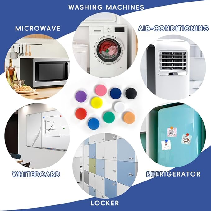 DARUITE Fridge Magnets - Strong Mini Magnets for Fridge, Locker, Whiteboard, Kitchen, Office (20Pcs, 10 Colors)