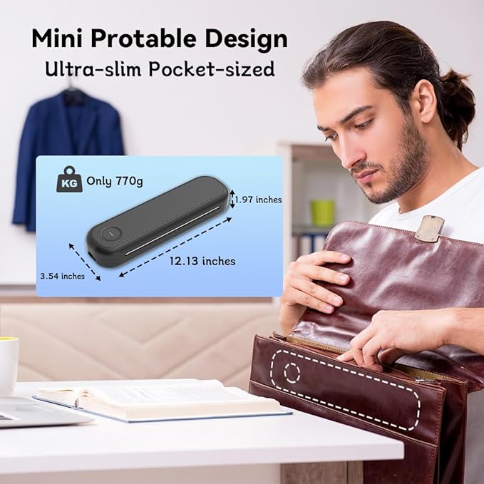 Wireless Thermal Printer L86, 203dpi High Clarity, Bluetooth Portable Inkless, Support for Roll/Folding Paper, 8.5 X 11in US Letter &Legal, A4&A5, Compatible with iOS, Android, Laptop & Pc (BLACK)