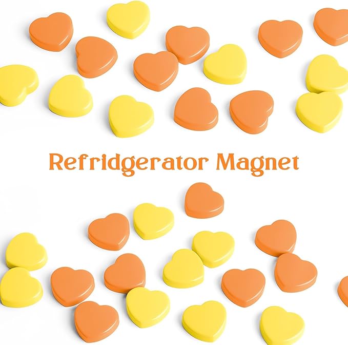 ZDZBLX Fridge Magnets - 20PCS Heart Strong Refrigerator Magnets - Heavy Duty Small Magnets for Whiteboard, Locker, Office & School - Cute Decorative Magnet for Home Kitchen Crafts Map (Orange+Yellow)