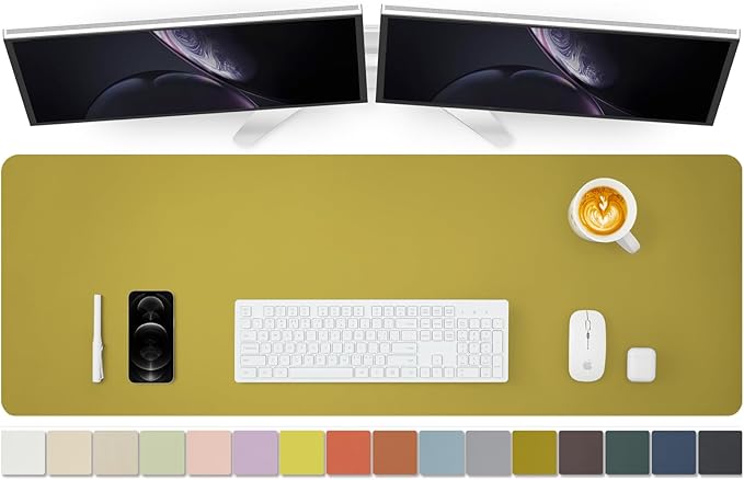Large Desk Mat - 47.2"x 17" Non-Slip PU Desk Pad for Office and Home - Ideal for Large Mouse Pad and Desk Mats on Top of Desks(Olive Green)