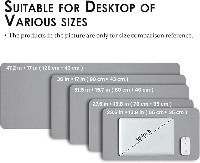 Leather Desk Mat - Non-Slip PU Desk Pad for Office and Home - Desk Organization and Accessories - Ideal for Large Mouse Pad and Desk Mats on Top of Desks (Dark Gray,27.6"x 13.8")